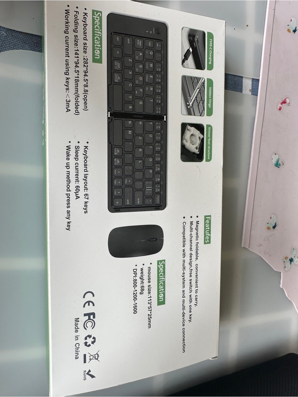 Wireless Bluetooth Folding Keyboard Mouse Combo with Phone Stand Rechargeable - Picture 5 of 5